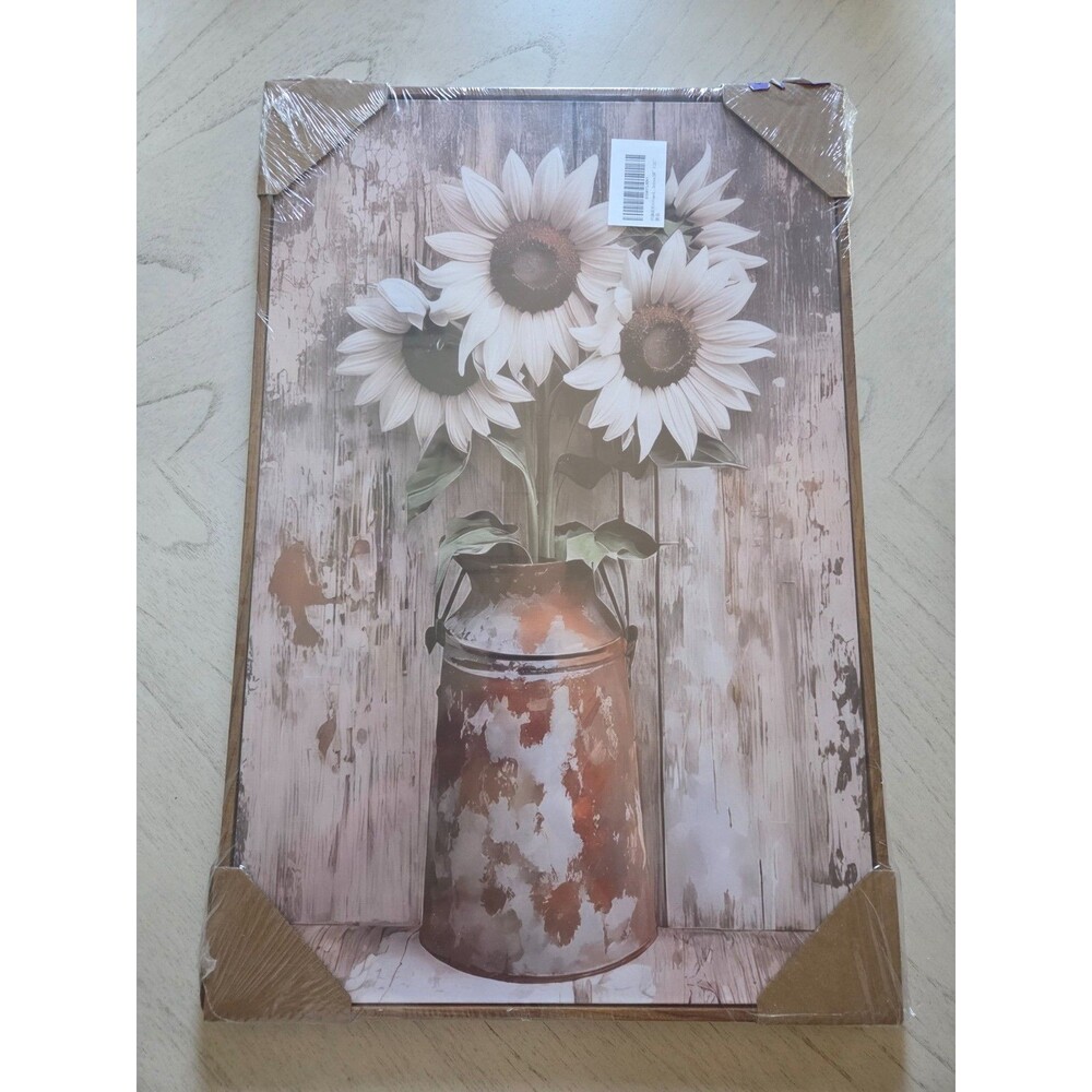 VPUQWGKE Rustic Sunflower Canvas Wall Art with Frame 16 x 24 - New - Picture 3 of 4